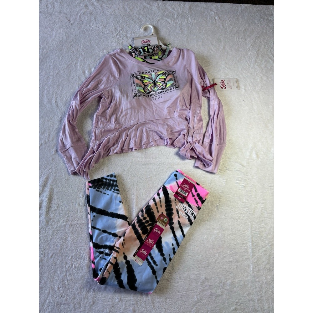 Justice Girl Lot Of 2 Swing Top With Hair Tie And Leggin Size Small NWT Colorful